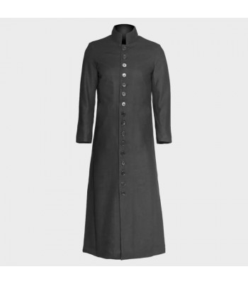 Men’s Preacher Black Wool Gothic Trench Coat | Long Gothic Winter Overcoat